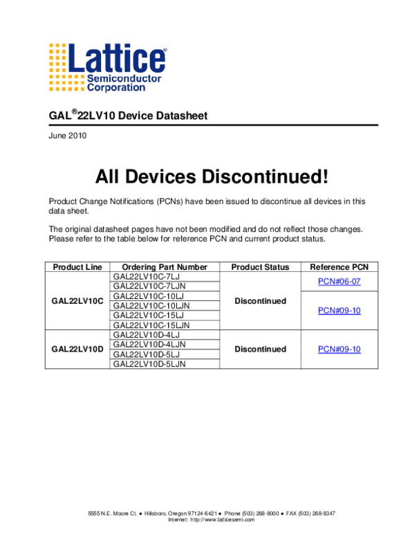 (PDF) GAL ® 22LV10 Device Datasheet Product Line Ordering Part Number ...