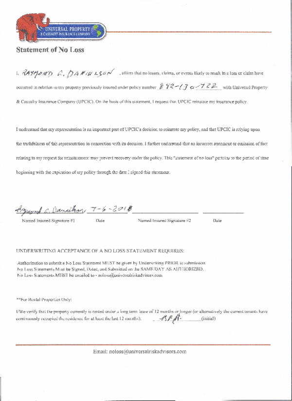 (PDF) Statement of No Loss Raymond Danielson Academia.edu