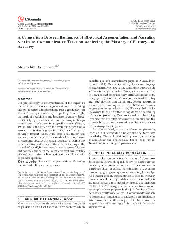 (PDF) A Comparison Between the Impact of Rhetorical Argumentation and ...