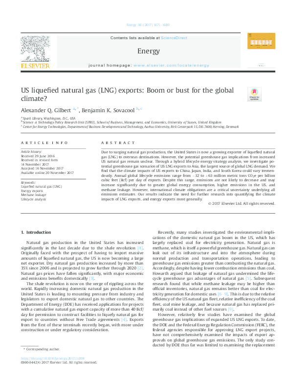(PDF) US liquefied natural gas (LNG) exports: Boom or bust for the ...