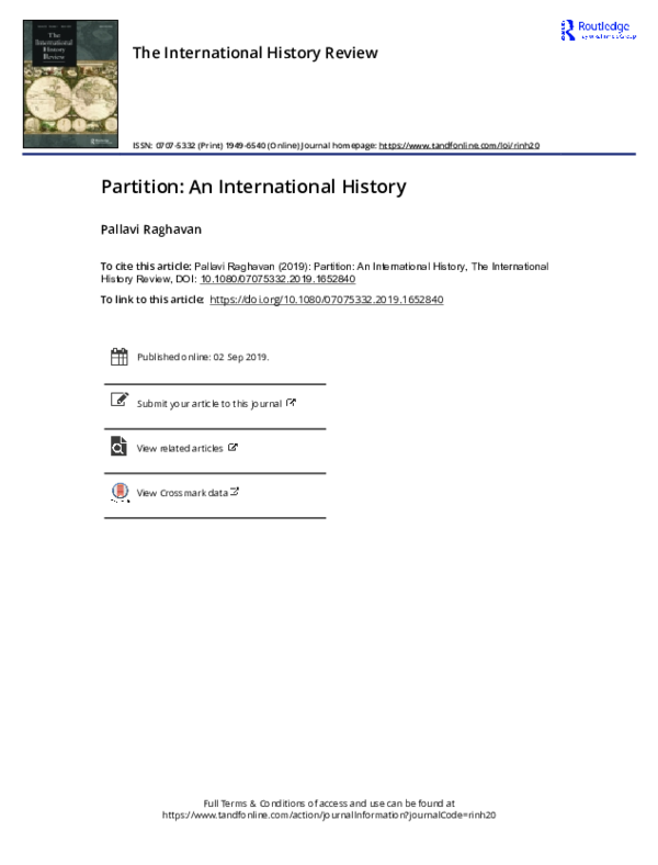 (PDF) 'Partition An International History', The International History