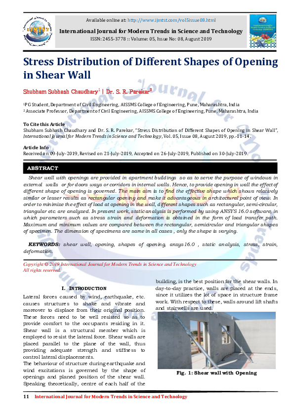 (PDF) Stress Distribution of Different Shapes of Opening in Shear Wall
