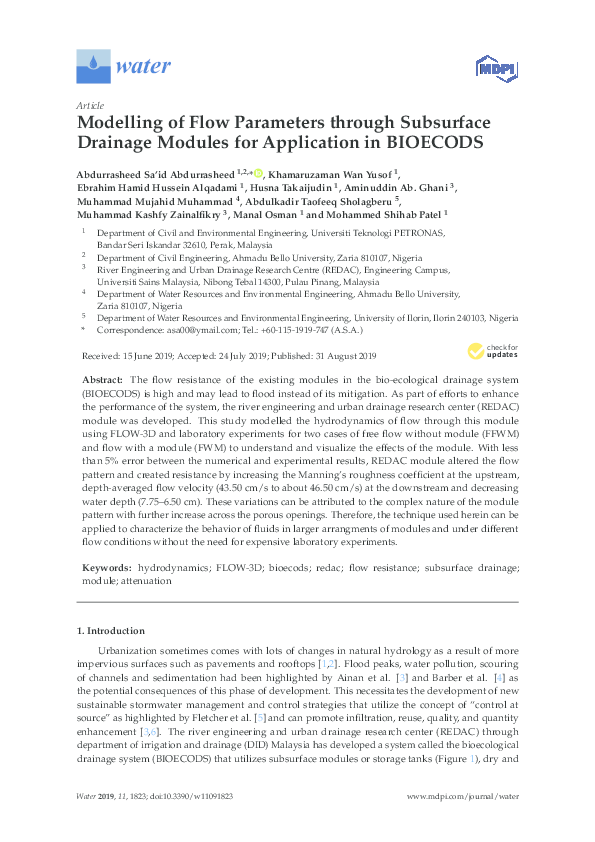 (PDF) Modelling of Flow Parameters through Subsurface Drainage Modules ...