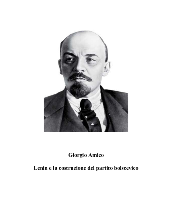 (PDF) Lenin e la costruzione del partito bolscevico