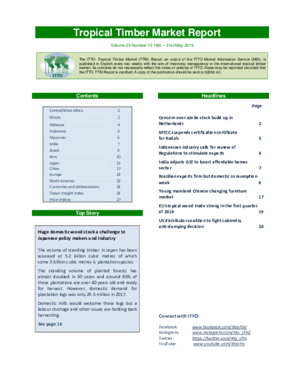 (PDF) Tropical Timber Market Report michael mungroo Academia.edu