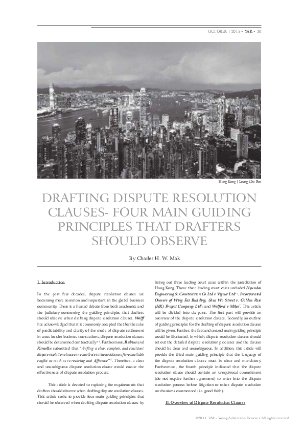 (PDF) Drafting Dispute Resolution Clauses- Four Main Guiding Principles ...