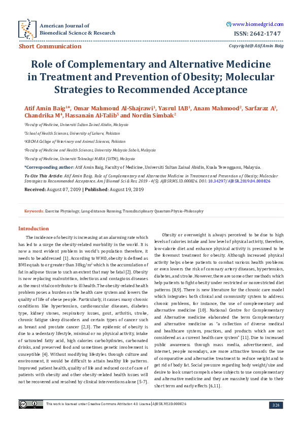 (PDF) Role of Complementary and Alternative Medicine in Treatment and ...