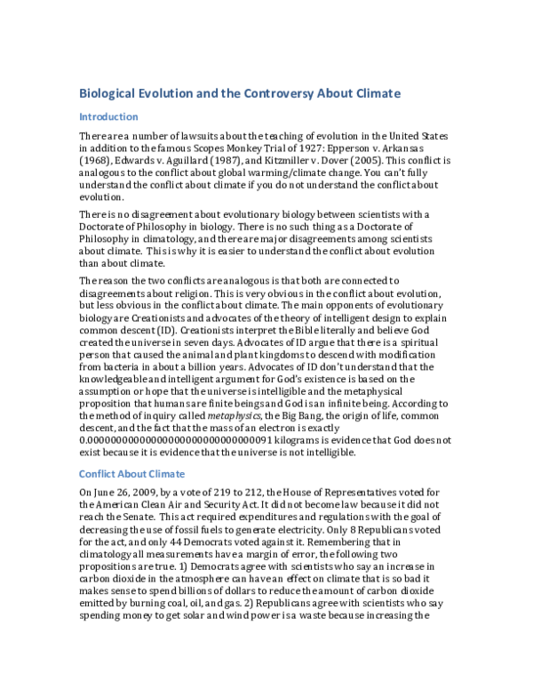(PDF) Biological Evolution and the Controversy About Climate