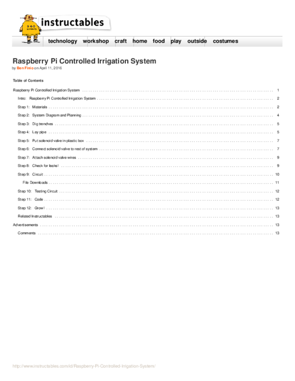 (PDF) Raspberry Pi Controlled Irrigation System