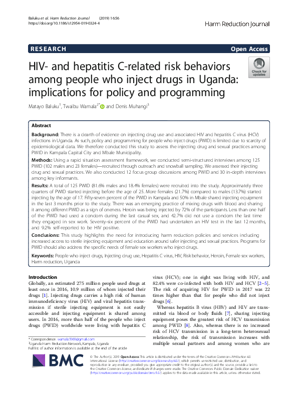 (PDF) HIV-and hepatitis C-related risk behaviors among people who ...