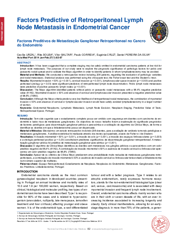 (PDF) Factors Predictive of Retroperitoneal Lymph Node Metastasis in ...