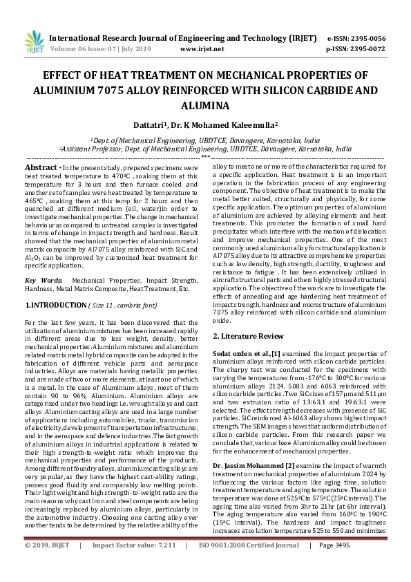 (PDF) IRJET- EFFECT OF HEAT TREATMENT ON MECHANICAL PROPERTIES OF ...
