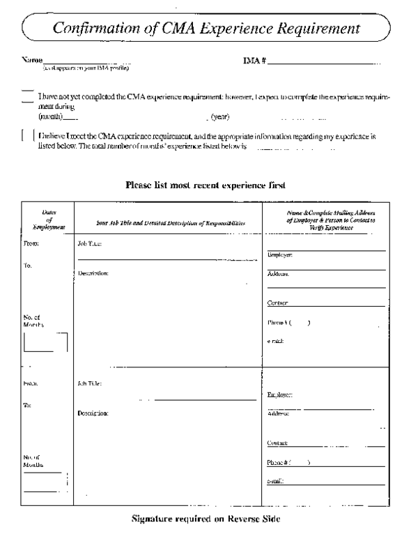 (PDF) Cma experience requirement verification form Huyền Trần