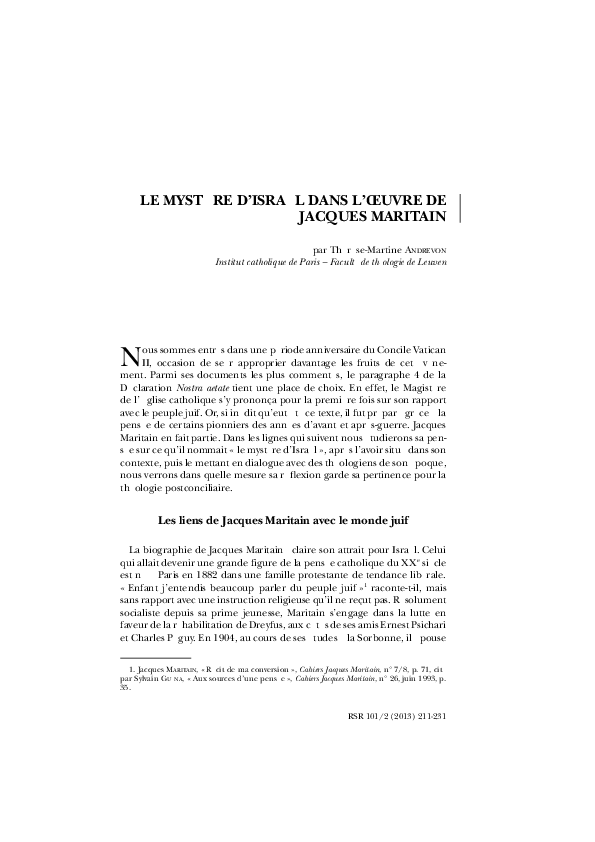 Pdf Le Mystere D Israel Dans L Oeuvre De Jacques Maritain Therese M Andrevon Gottstein Academia Edu Pdf Le Mystere D Israel Dans L Oeuvre De Jacques Maritain Therese M Andrevon Gottstein Academia Edu