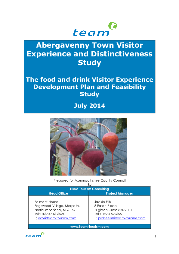 (PDF) Abergavenny Distinctiveness Study creating a food and drink visitor experience David