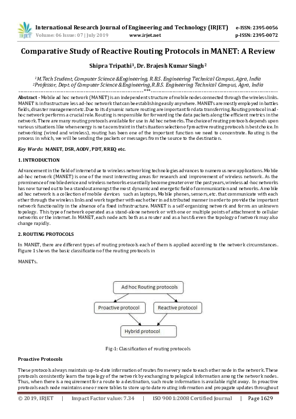 (PDF) IRJET- Comparative Study of Reactive Routing Protocols in MANET ...