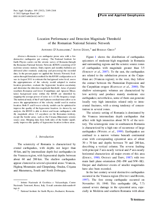 (PDF) Location Performance and Detection Magnitude Threshold of the ...