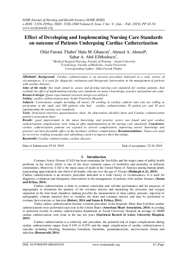 (PDF) Effect of Developing and Implementing Nursing Care Standards on