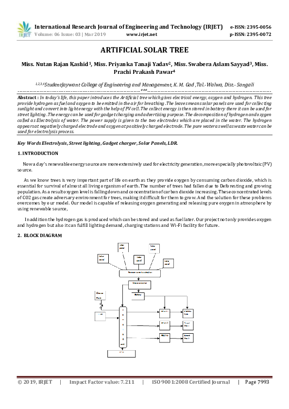 (PDF) IRJET ARTIFICIAL SOLAR TREE IRJET Journal Academia.edu