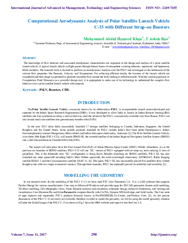 (PDF) Computational Aerodynamic Analysis of Polar Satellite Launch ...