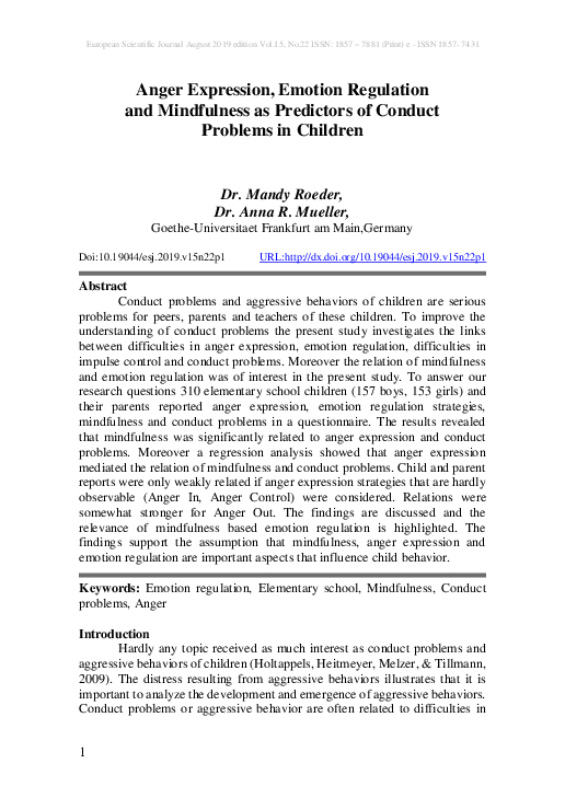 (PDF) Anger Expression, Emotion Regulation and Mindfulness as ...