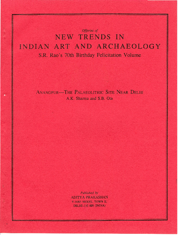 (PDF) Anangpur The Palaeolithic Site near Delhi In S.R.Rao Felicitation ...