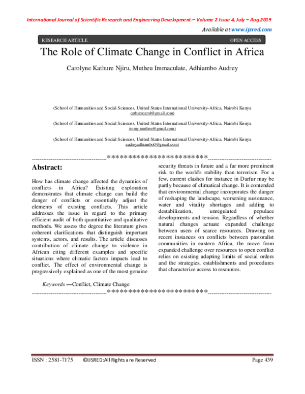 (PDF) The Role of Climate Change in Conflict in Africa