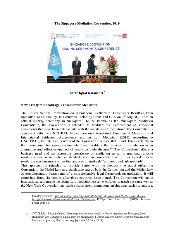 (PDF) The Singapore Mediation Convention
