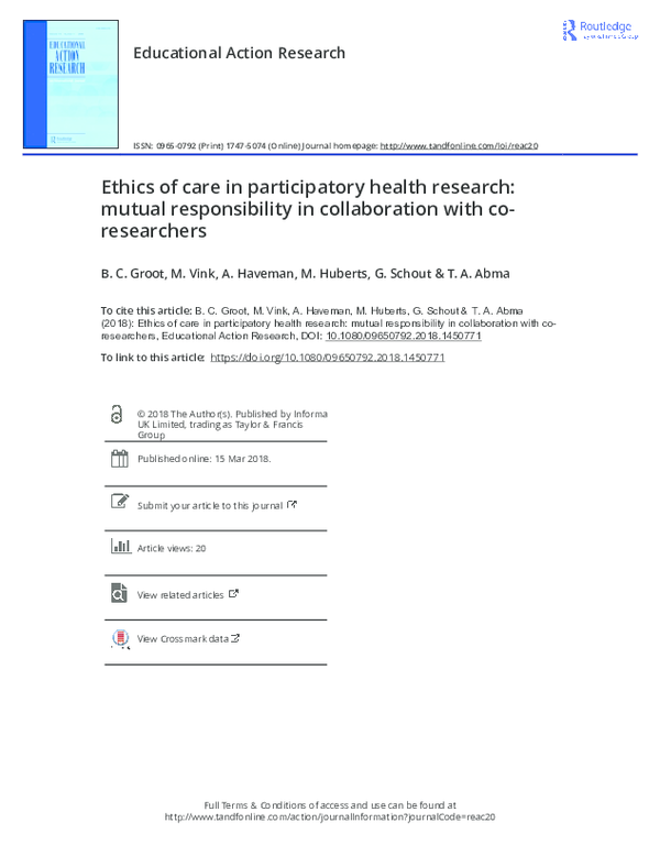 (PDF) Educational Action Research Ethics of care in participatory ...