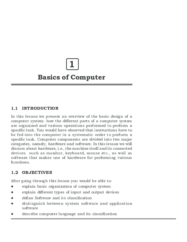 (PDF) Basics of Computer