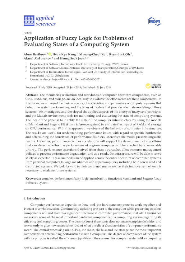 (PDF) Application of Fuzzy Logic for Problems of Evaluating States of a ...