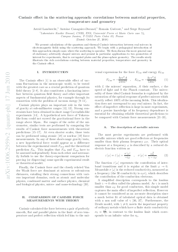 (PDF) Casimir Effect in the Scattering Approach: Correlations Between ...