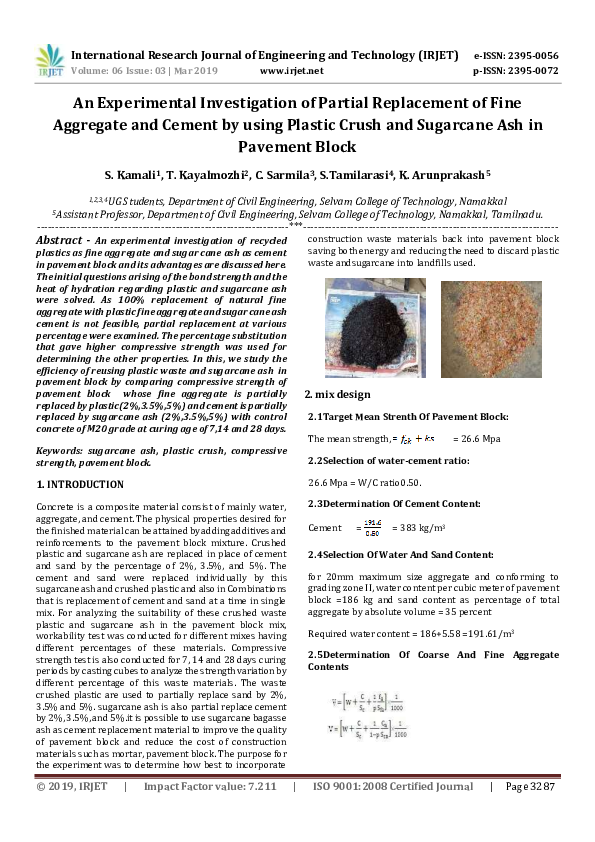 (PDF) IRJET- An Experimental Investigation of Partial Replacement of ...