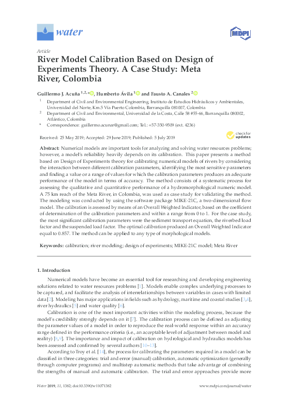 (PDF) River Model Calibration Based on Design of Experiments Theory. A ...