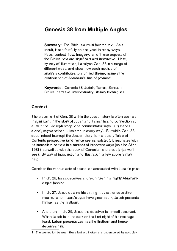 (PDF) Genesis 38 from Multiple Angles James Bejon Academia.edu