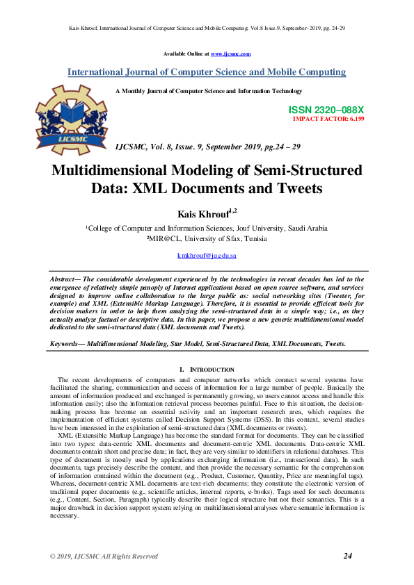 (PDF) Multidimensional Modeling of Semi-Structured Data: XML Documents ...