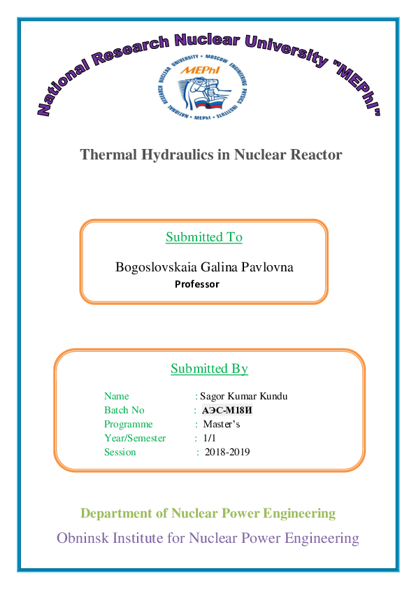 (PDF) Thermal Hydraulics of VVER type Nuclear Power Plant