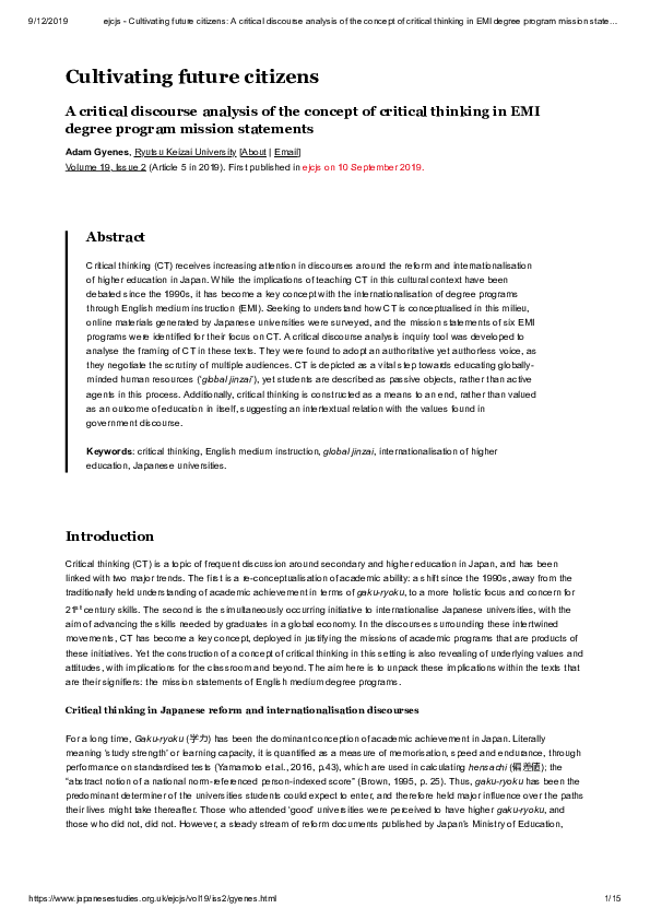 (PDF) Cultivating future citizens: A critical discourse analysis of the ...