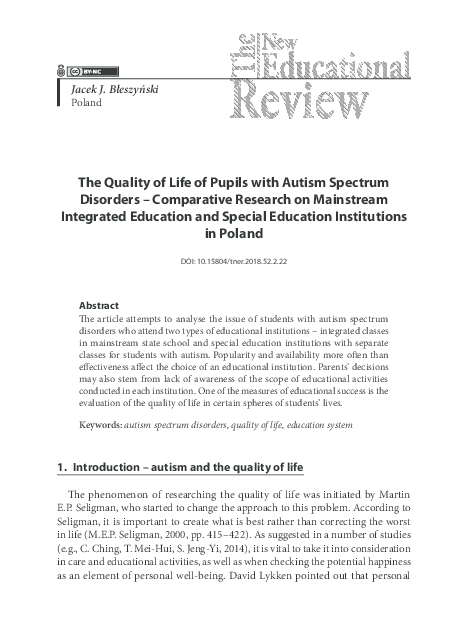 (PDF) The Quality of Life of Pupils with Autism Spectrum Disorders ...