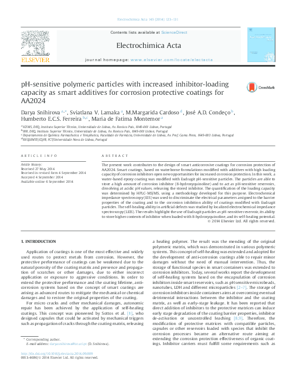 (PDF) pH-sensitive polymeric particles with increased inhibitor-loading ...