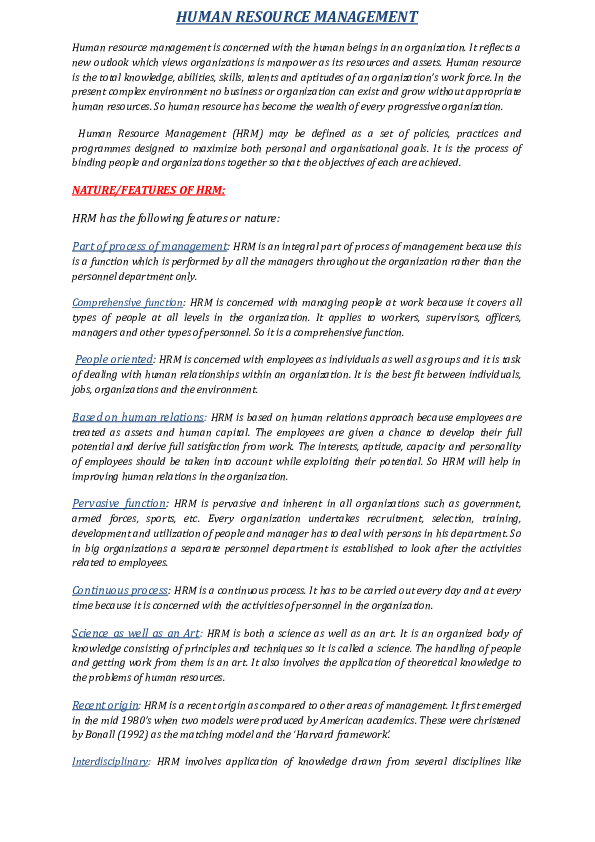 (DOC) Human resource management