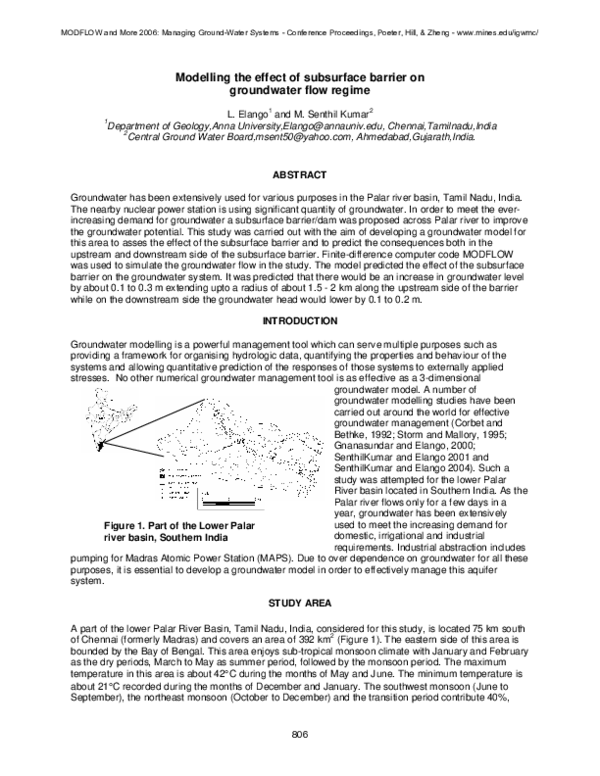 (PDF) Modelling the effect of subsurface barrier on groundwater flow regime