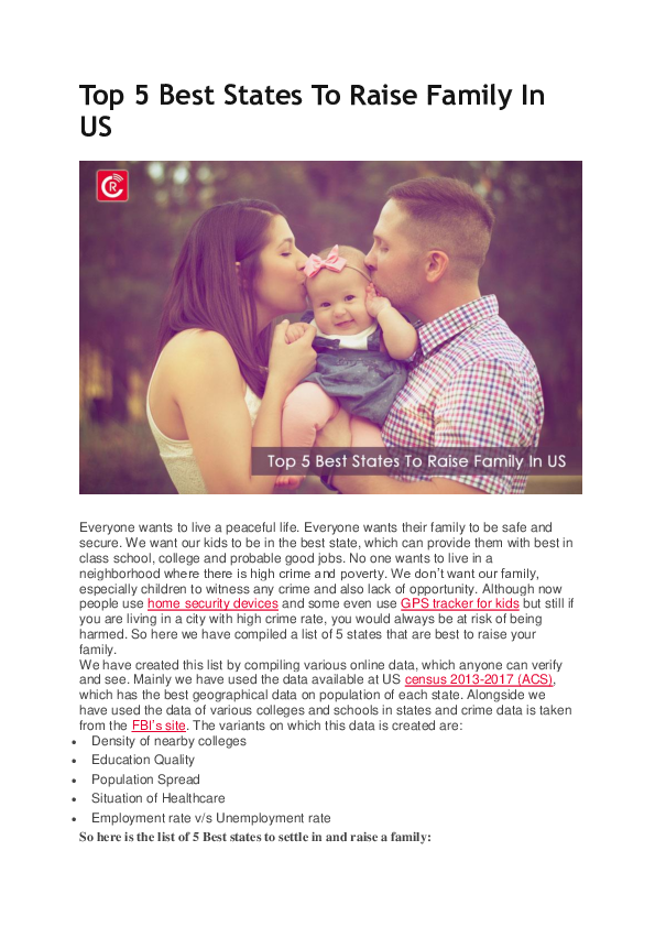 (DOC) Top 5 Best States To Raise Family In US nikki brown Academia.edu
