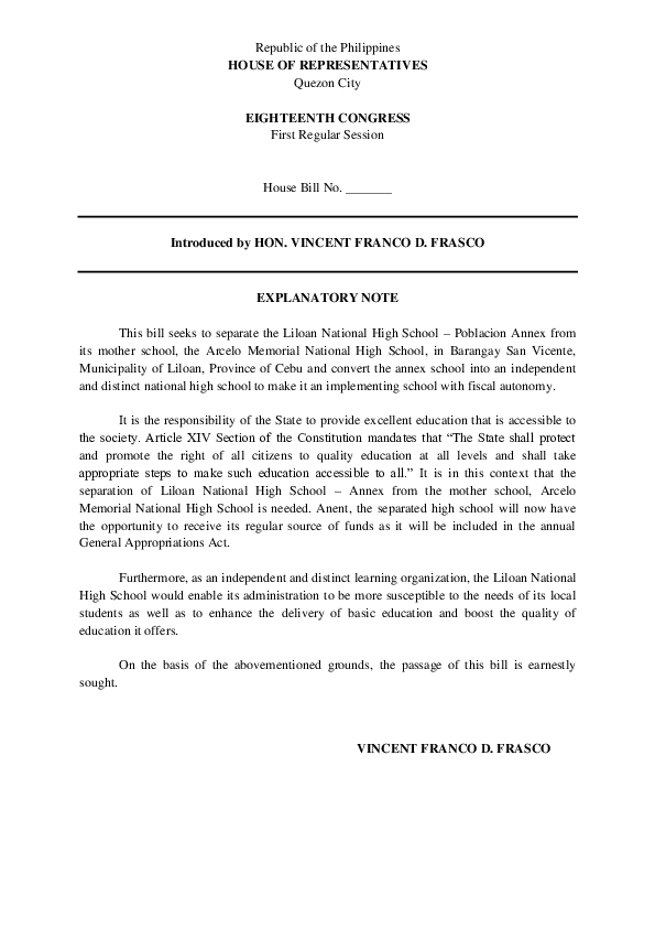 (DOC) Republic of the Philippines HOUSE OF REPRESENTATIVES Quezon City