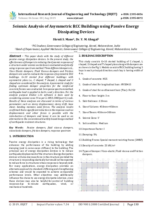 (PDF) IRJET- Seismic Analysis of Asymmetric RCC Buildings using Passive ...