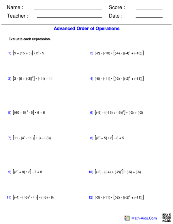 PDF) Advanced Order of Operations Advanced Order of Operations Evaluate each expression | Rohit Srikanth - Academia.edu pdf-advanced-order-of-operations-advanced-order-of-operations-evaluate-each-expression-rohit-srikanth-academia-edu