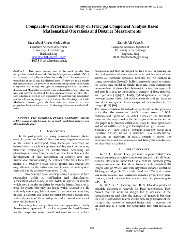 (PDF) Comparative Performance Study on Principal Component Analysis ...
