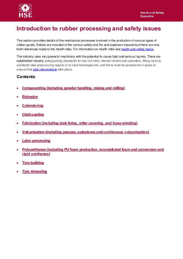 (PDF) Introduction to rubber processing and safety issues