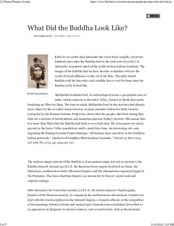 (PDF) What The Buddha Really Looked Like Ven. Dipobhasadhamma