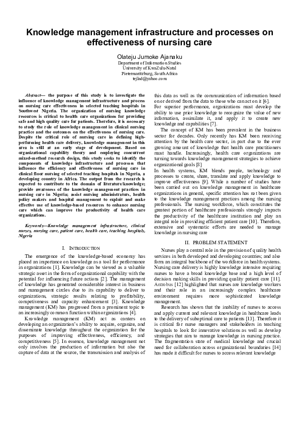 (PDF) Knowledge management infrastructure and processes on ...